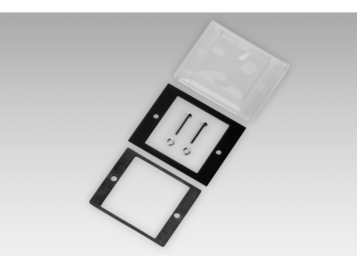 Adapter and front plate – Front panel with transparent protective cover, for socket box 50 x 50 mm (Z 100.02A)
