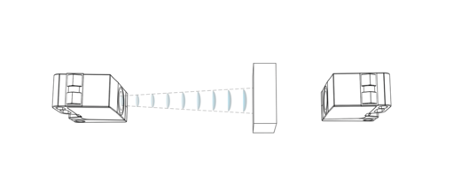 Les barrières simples à ultrasons intègrent l' émetteur et le récepteur dans des boîtiers individuels.